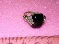 РАЗКОШЕН АНГЛИЙСКИ СКЪПОЦЕНЕН СРЕБЪРЕН ПРЪСТЕН СРЕБРО 925 с ЧЕРЕН ЯСПИС и ФАСЕТИРАНИ МАРКАЗИТИ 42041, снимка 7