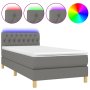 Боксспринг легло с матрак и LED, тъмносиво, 100x200 см, плат, снимка 1 - Спални и легла - 42425326