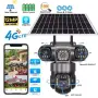 4G Соларна Камера с 3 Обектива, 16MP 6K UHD, Нощно Виждане и Детекция на Движение, снимка 1