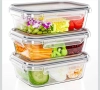 Стъклени кутии за съхранение на храна TUSEASY с капак 3бр. комплект, снимка 1