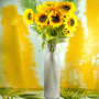 Стрък страхотен изкуствен Слънчоглед/90см/ с три цвята, снимка 1 - Изкуствени цветя - 44779687