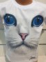 Нова детска тениска с 3D принт Котка със сини очи, снимка 6