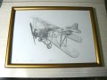 Уникална рисунка с молив на български самолет ДАР-1 ., снимка 1 - Картини - 38730844