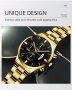 2023 Fashion Men Gold Stainless Steel Watch Luxury Calendar,Нов, снимка 1 - Мъжки - 40643382