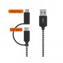 2 in 1 USB Type-C Cable + Micro USB Cable 150 см - червен, снимка 1 - USB кабели - 37609514