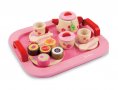 Чаено парти - Дървен детски комплект за симулации с поднос, чай и кексове, снимка 1