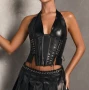 Нов дамски кожен топ/бюстие/корсет р-р XS и S, снимка 3