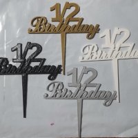 1/2 Birthday половин годинка пластмасов топер табела надпис за торта пита парти декор рожден ден, снимка 1 - Други - 29732754