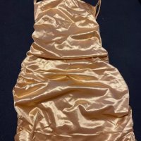 Сатенена къса рокля златиста бежава, снимка 4 - Рокли - 30739484