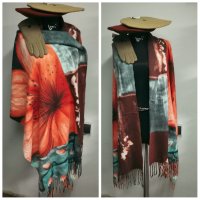 Луксозен комплект съдържащ : Кашмирен шал, елегантни ръкавици , барета и подарък брошка, снимка 6 - Шалове - 38968876