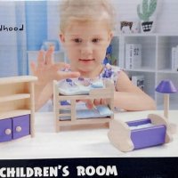 Дървено обзавеждане за кукли Детска стая, снимка 1 - Фигурки - 37492107
