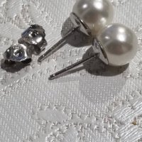 Автентични сребърни обеци 925 с перли , снимка 4 - Обеци - 44263840