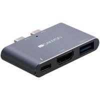 USB Хъб USB Преобразувател CANYON CNS-TDS01DG, 3-in-1 Multiport Docking Station Dual, снимка 4 - Друга електроника - 31110044