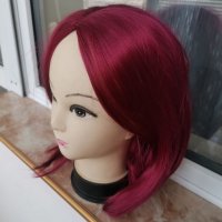 Нова  права червена перука БОБ без бретон - 35см- мод.96, снимка 7 - Аксесоари за коса - 23030464