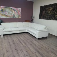 Светло кремав ъглов диван от плат с функция сън и чекмедже КS4815, снимка 1 - Дивани и мека мебел - 44245239