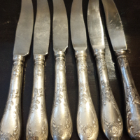 Посребрени ножове 6 броя., снимка 1 - Прибори за хранене, готвене и сервиране - 44750266