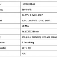 Продавам Li-Po батерии CNHL 4s 14.8V 5.6Ah (5600mAh) 120C, снимка 4 - Друга електроника - 35394481