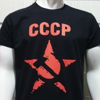 Нова мъжка черна тениска с трансферен печат СССР звезда, Русия, снимка 7 - Тениски - 30162899