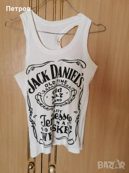 Дамски потник бял  с черен надпис „Jack Daniel's“.Размер М., снимка 1