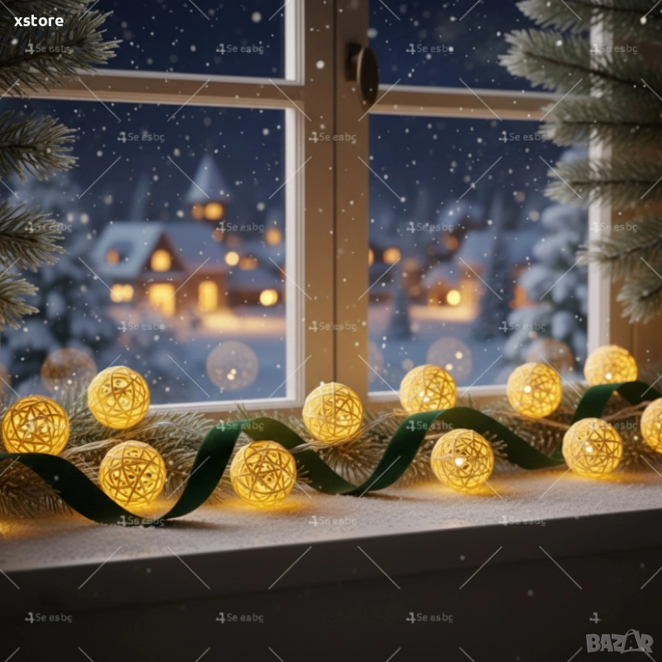 Коледни лампички декорация – крушки с батерии 10 броя , снимка 1