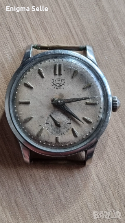 Винтидж мъжки часовник UMF Ruhla 15 Rubis, произведен в Германия, вероятно от 50-те години на минали, снимка 1