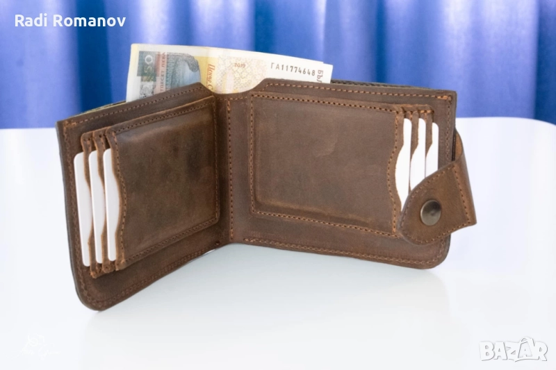 Ръчно изработен мъжки кожен портфейл , снимка 1