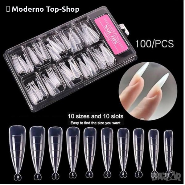 Остри форми за изграждане на полигел / Polygel - 100бр, снимка 1