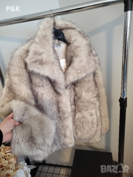 Пухкаво палто от еко косъм, снимка 1