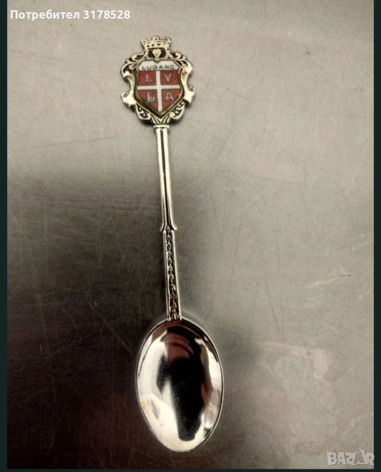 Посребрена Чаена лъжичка за кафе LUGANO, снимка 1