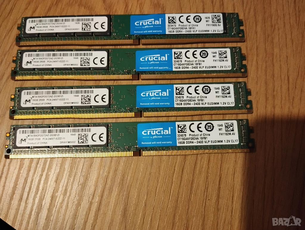 DDR4 64Gb ECC - (4 x 16Gb) Crucial 2400MHz PC4-19200E, снимка 1