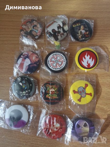 12 значки 30 мм ( Metallica, Kurt, череп ), снимка 1