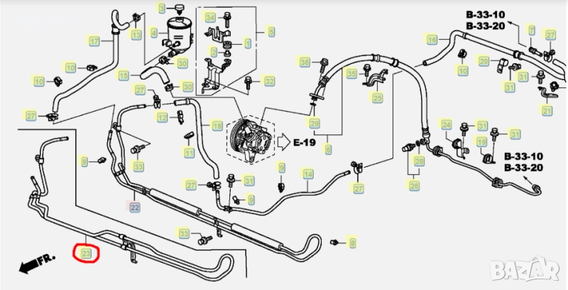 53765SWTR00,тръба за охлаждане хидравлика HONDA CR-V III (RE_),2006-2012, снимка 1