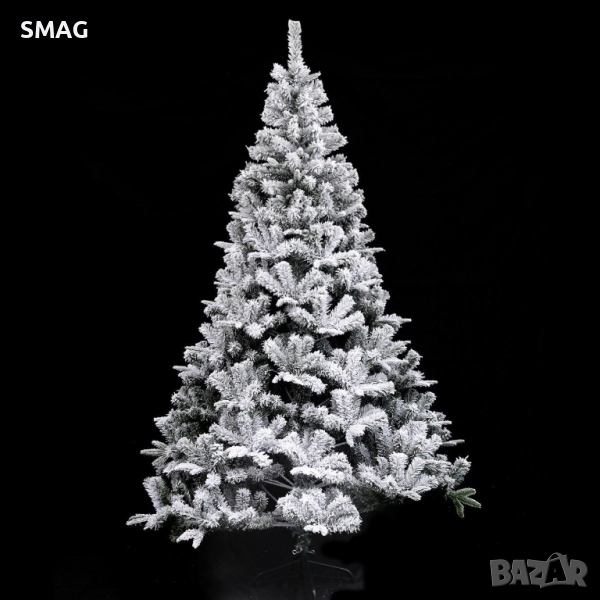 Коледна елха зелена със заснежена корона - 210см_1227297, снимка 1