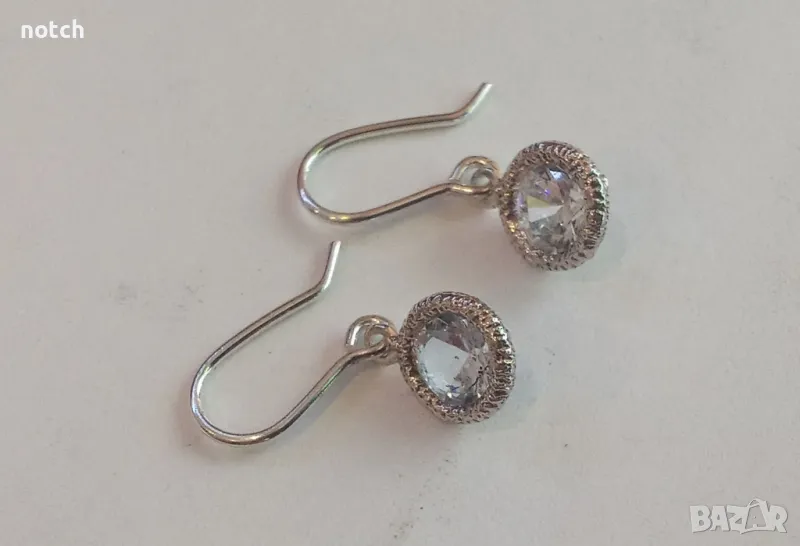 Сребърни обеци с циркони, снимка 1