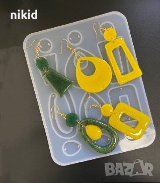 Различни форми обеци клипс висулки с дупка силиконов калъп молд бижутерски сладкарски смола изделия , снимка 1