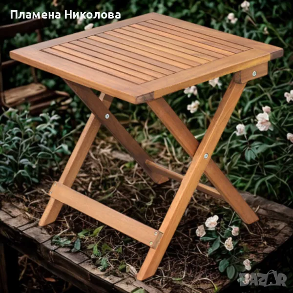 Маса сгъваема Muhler Meranti - 50x50xH68cm, дърво, снимка 1