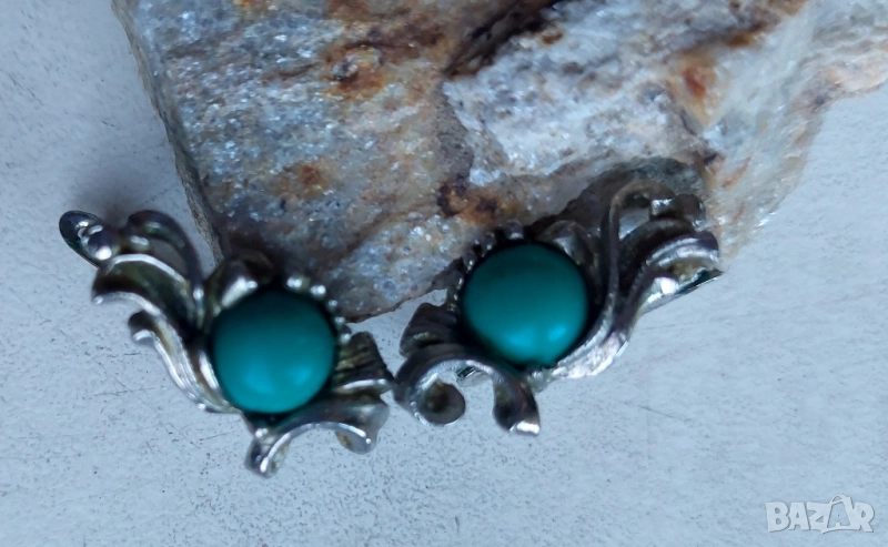 Сребърни обеци с тюркуаз , снимка 1