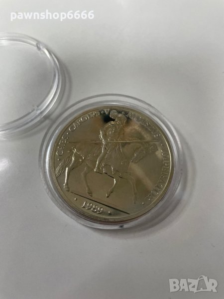 Сребърна монета Испания 5 екюта, 1989 Карл V, снимка 1