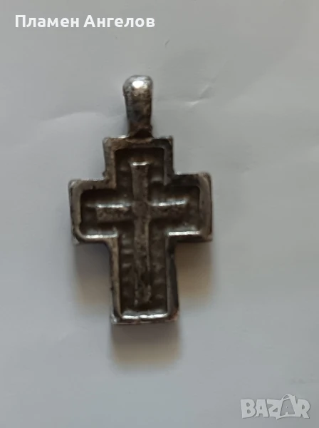 Старо посребрено кръстче, висулка, снимка 1