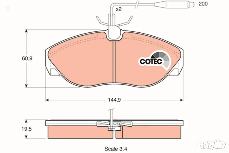 BENDIX 571839X НАКЛАДКИ ПРЕДНИ PEUGEOT Boxer / CITROЕN Jumper / FIAT Ducato / 1994-2024 OE 425117, снимка 1