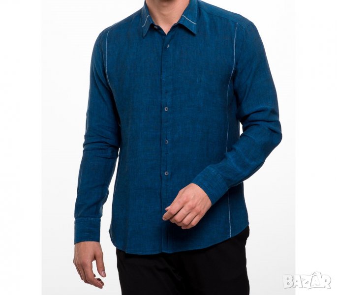 Ленена мъжка риза в тъмносиньо марка Twenty:ThirtyFive - S, снимка 1