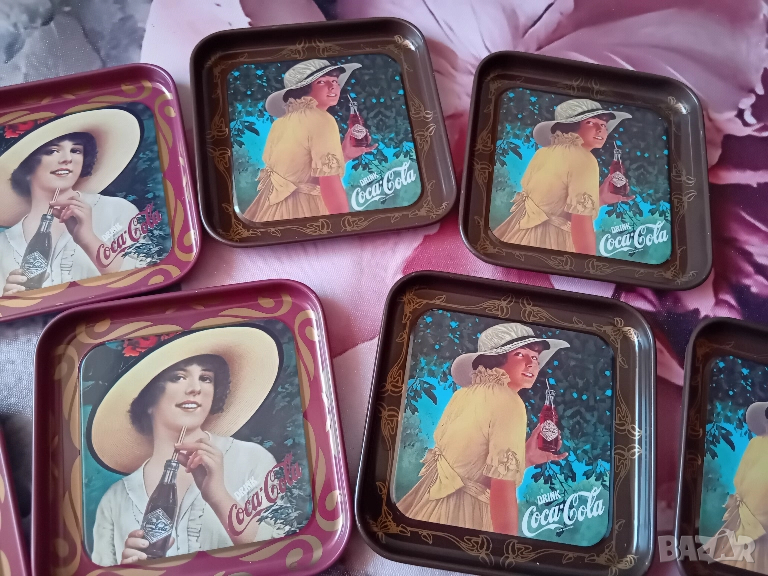 Комплект от 10бр. Оригинални ретро чинийки Coca-Cola, снимка 1