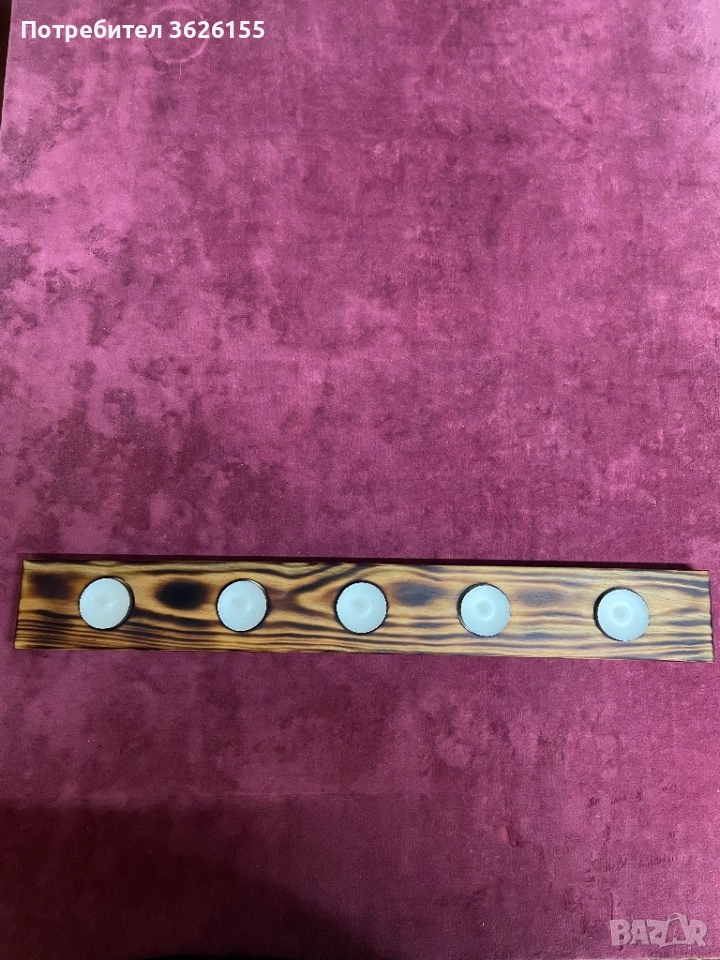 Дървен свещник , снимка 1