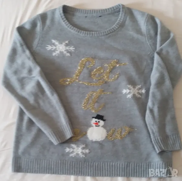 Коледна блузка на снежинки със снежен човек, снимка 1