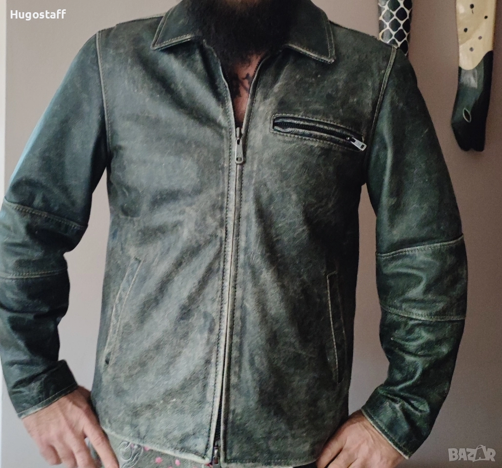Винтидж Мъжко кожено яке Cafe Racer Rogue Leather  by  Reilly Olmes L/Xl, снимка 1