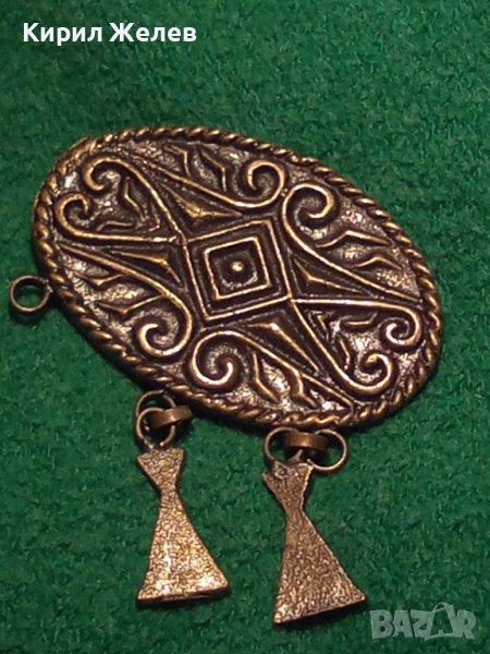 ЕТНОГРАФСКА СТАРИННА ОРНАМЕНТИРАНА БРОНЗОВА БРОШКА 3090, снимка 1