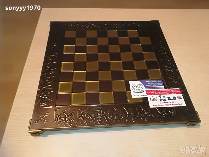 мед/месинг-жестока дъска за шах-внос швеицария 39х39х3см, снимка 1