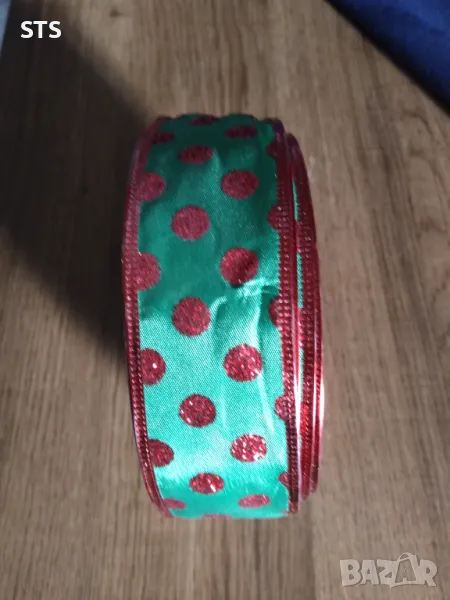 Коледна лента текстил найлон и картички , снимка 1