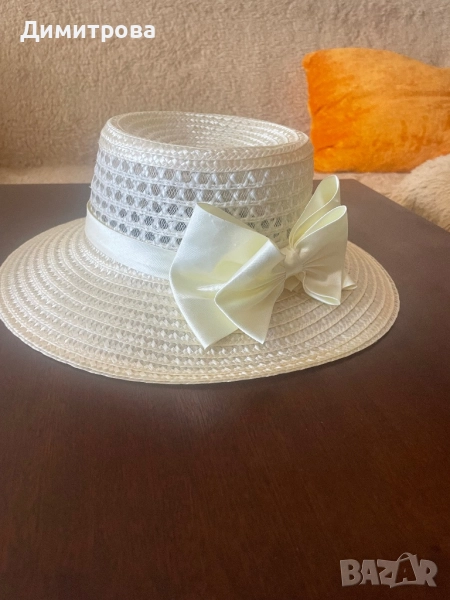 Дамска сламена шапка /капела/ с панделка, снимка 1