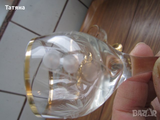 СЪД ЗА НАЛИВАНЕ НА ВИНО / ДЕКАНТЕР /И ЧАШИ  ЗА РАКИЯ  КРИСТАЛНИ -МНОГО СТАРИ, снимка 3 - Прибори за хранене, готвене и сервиране - 31360570